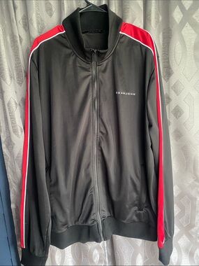 Sean John Black and Red Zip-Up Windbreaker Jacket